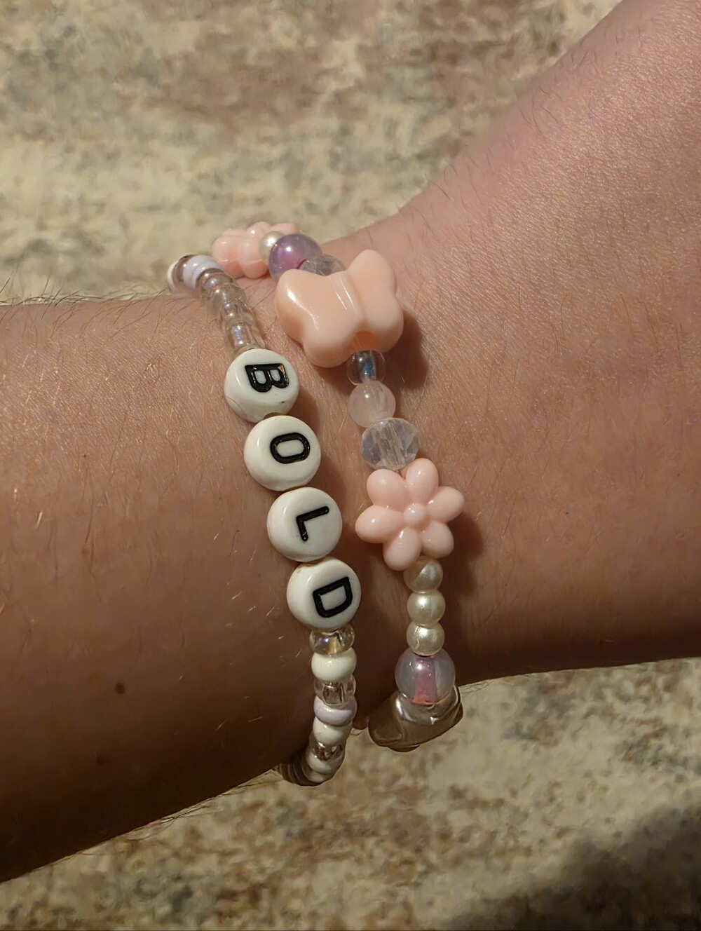 Handmade Women's Y2K Inspired Pink And Purple Beaded Bracelet Set